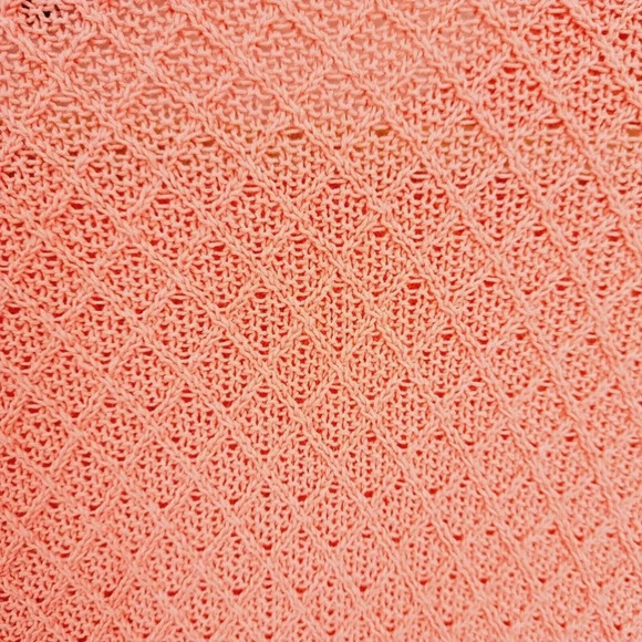 Talbots Womens Plus Size Coral Orange Pink Sweater 2X Waffle Weave Long Sleeve - Picture 6 of 11